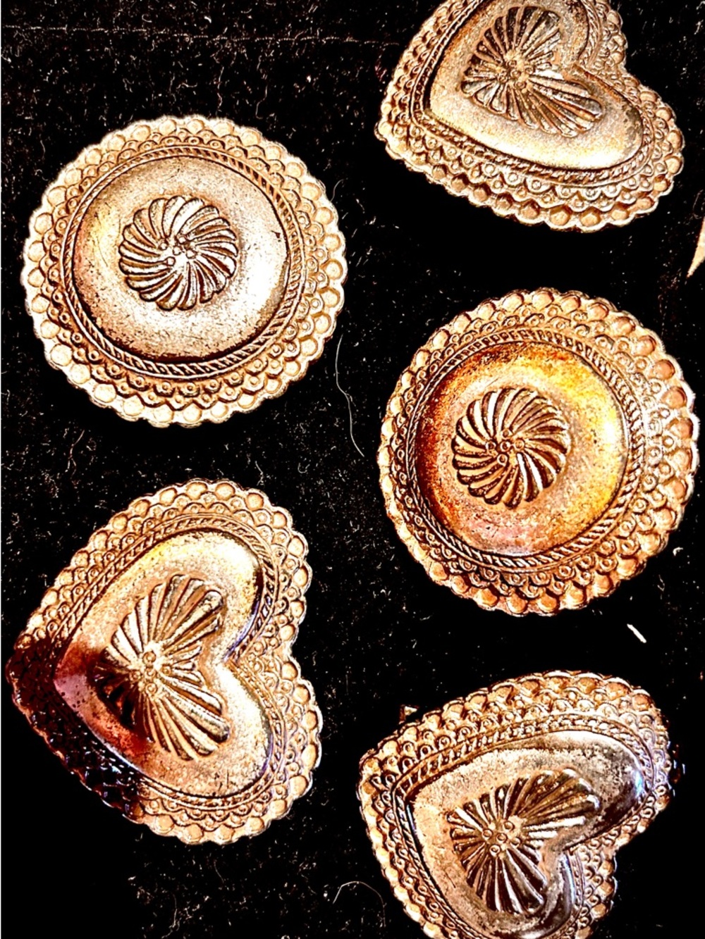 Vintage Gold-Tone Heart & Round Decorative Metal Belt links